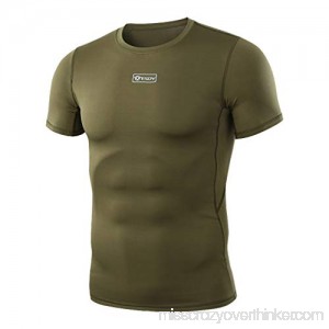 AMOFINY Men's Tops Fitness Short Sleeves Rashguard T-Shirt Bodybuilding Skin Tight-Drying Green B07P8148MJ